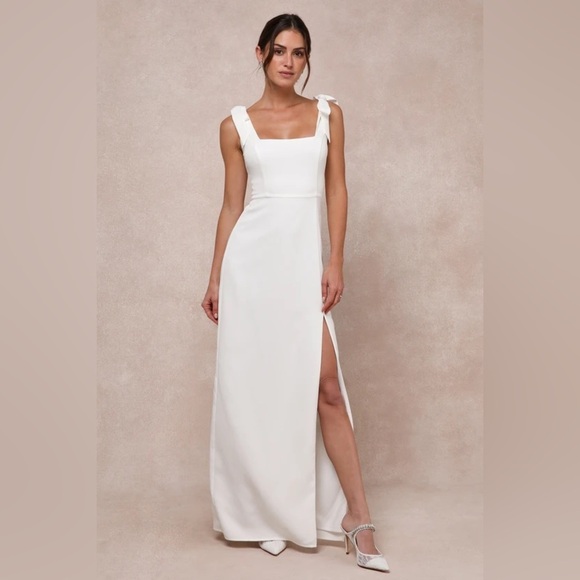 NWT Lulus Your Sweetie White Tie-Strap Column Maxi Dress, Size Small - Picture 1 of 15